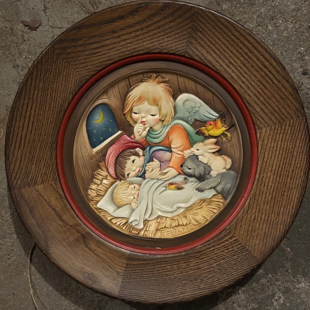 Anri Ferrandiz Christmas 1983 Plate Peace Attend Thee Wood Relief Ltd Edition